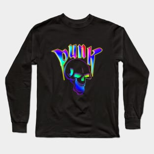 Neon Colored PUNK with Skull Long Sleeve T-Shirt